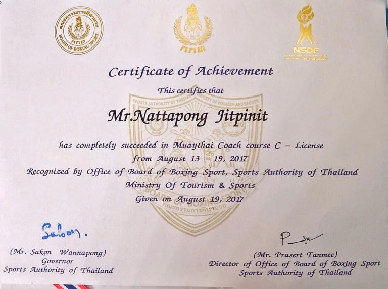 JP Boxing Gym Certificate 10