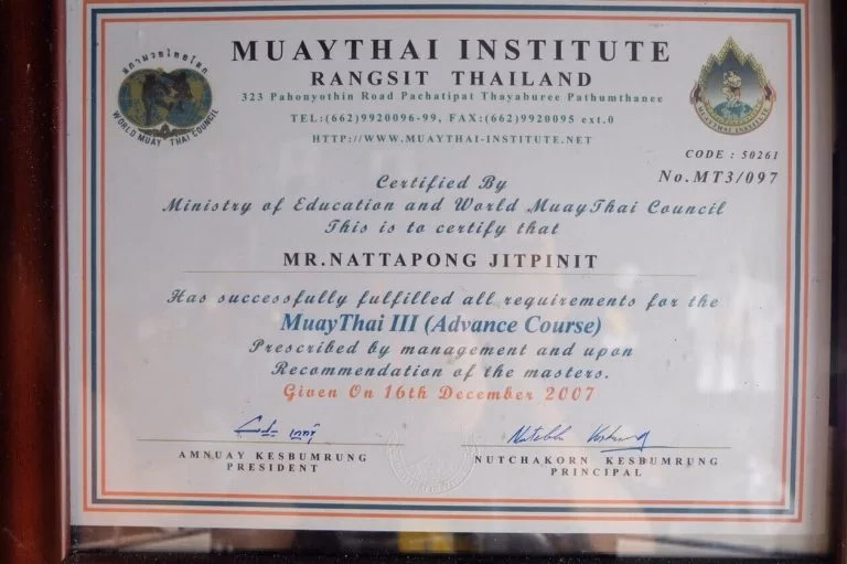 JP Boxing Gym Certificate 9
