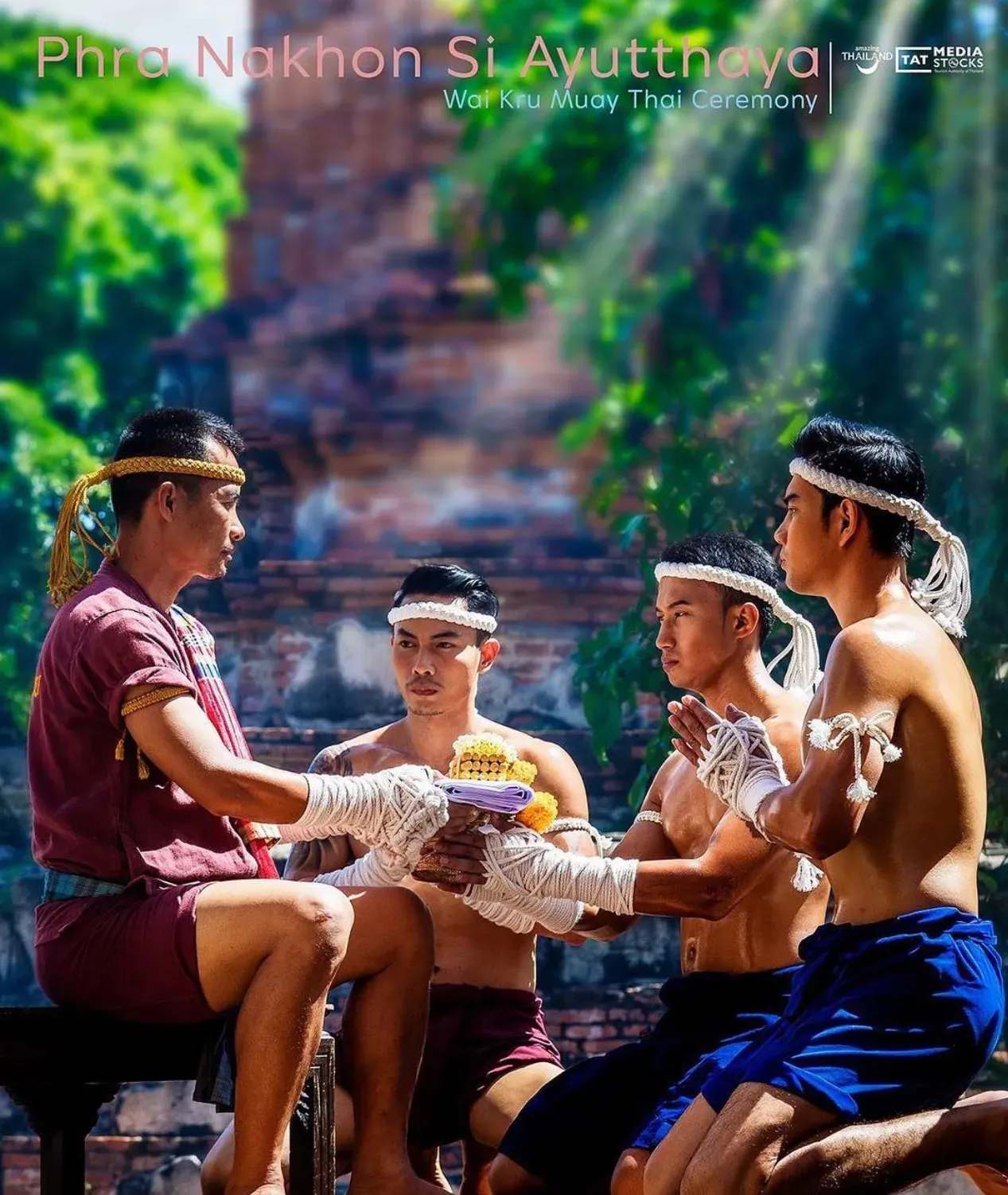 Hands bound with traditional raw hemp ropes for Muay Boran