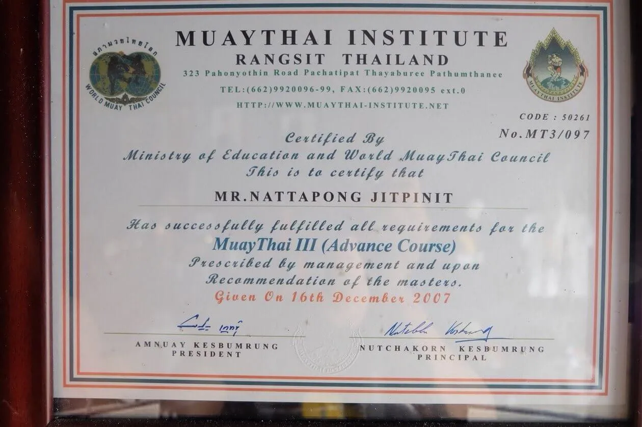 Naresuan Boxing Fight Certificate 3