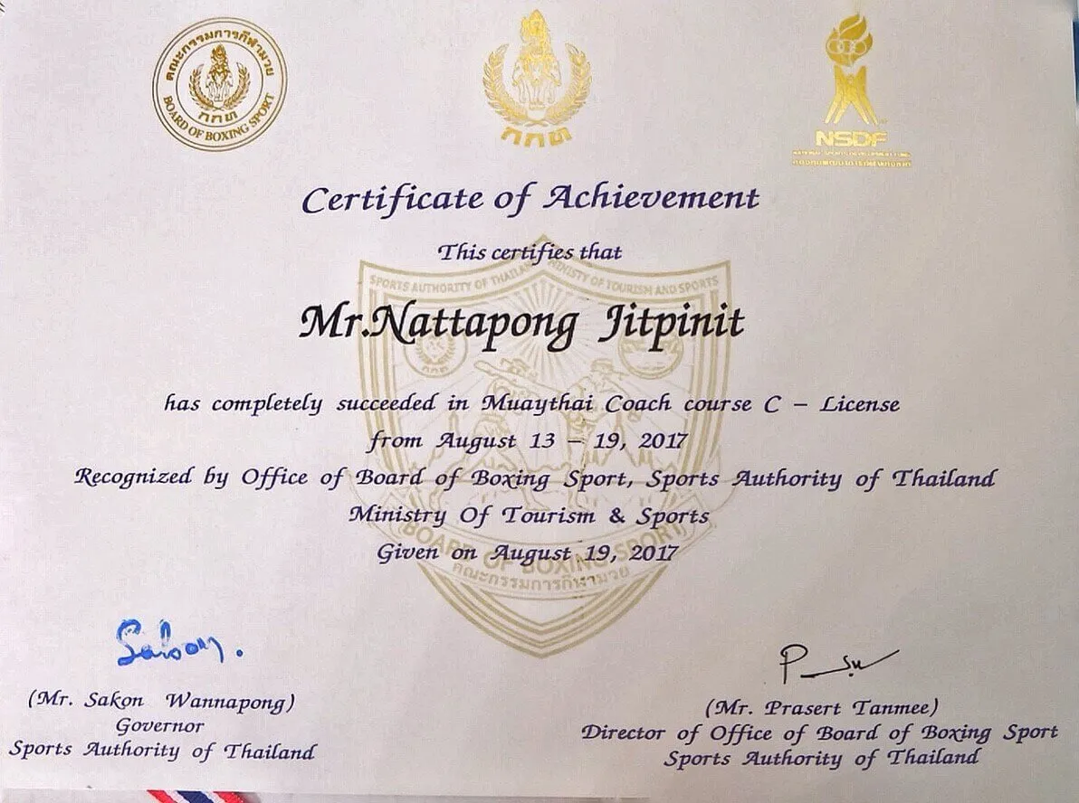 Naresuan Boxing Fight Certificate 4