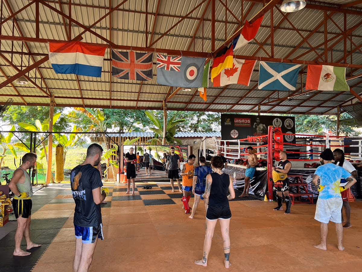 Intense sparring training session at the camp