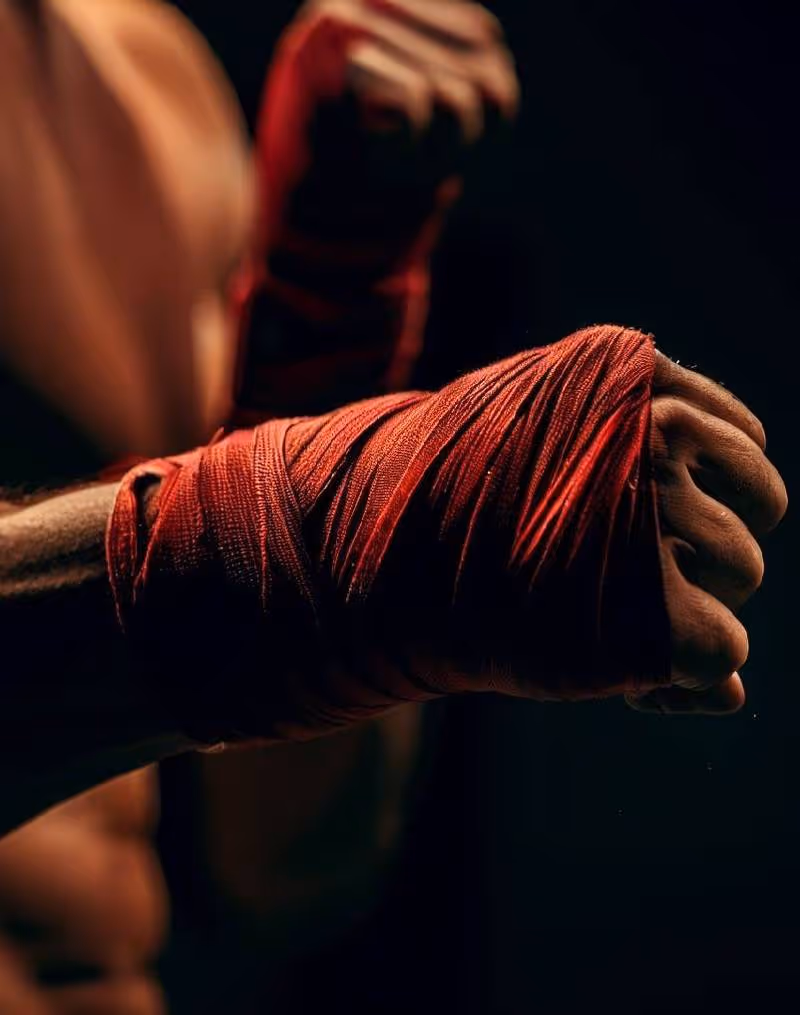 Hand wrapping for Muay Thai training