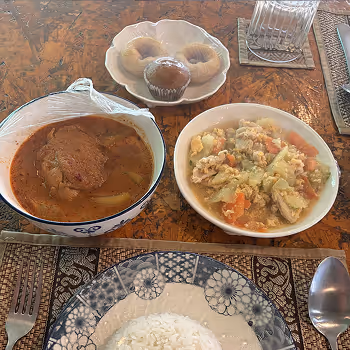 Thai food canteen meal served