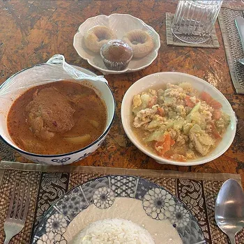 Thai food canteen meal served