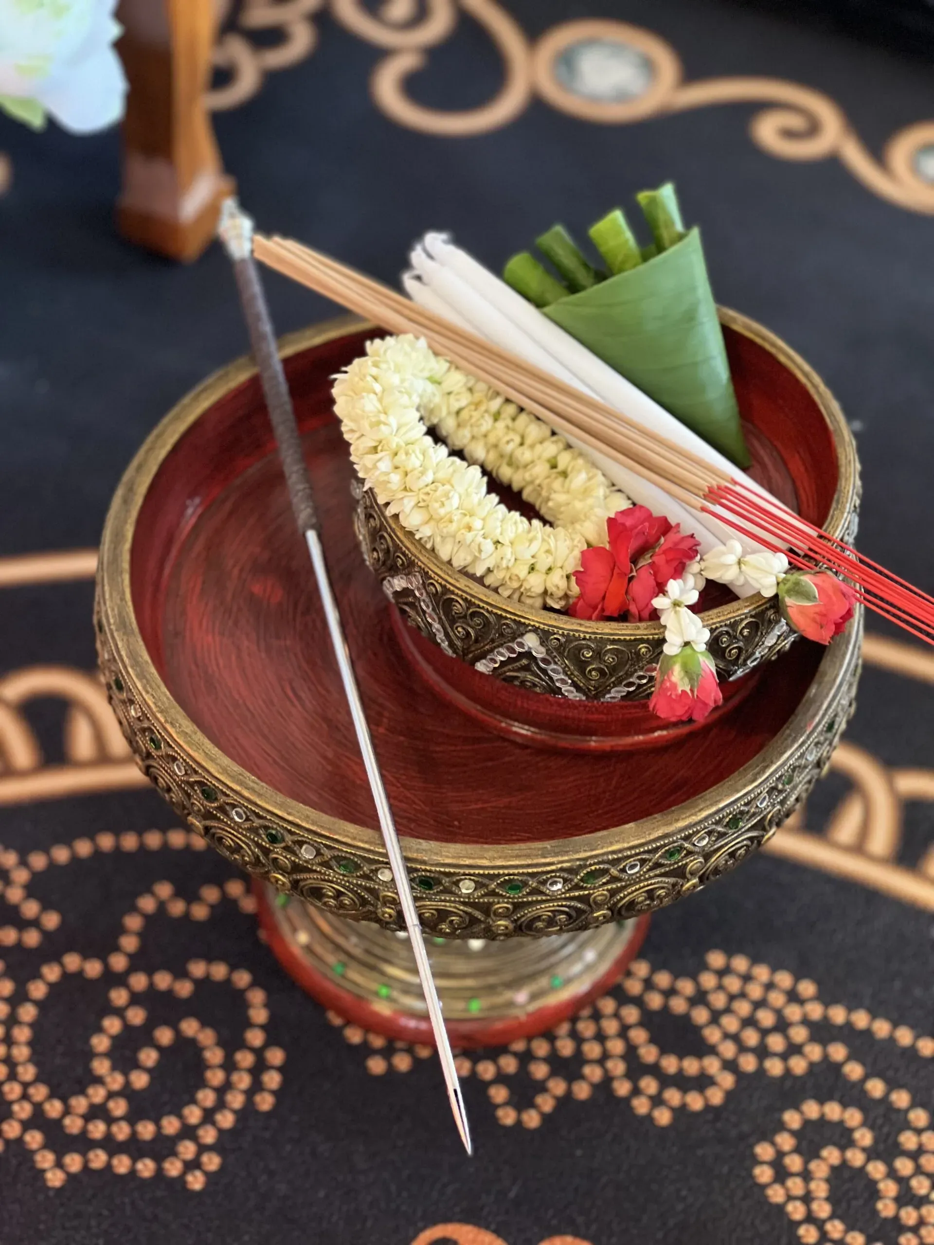 Traditional ceremonial offering tray